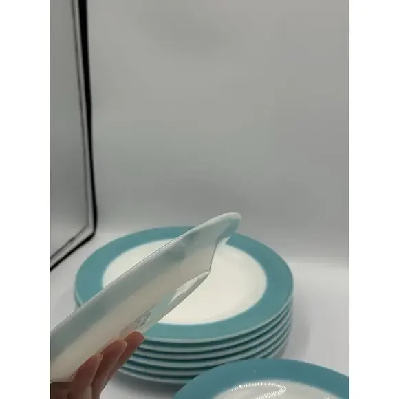 12 Pyrex Vintage Milk Glass Plates Teal Aqua Blue Dinnerware 6 Small 6 Large